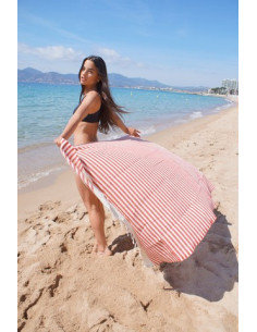 Fouta marinière honeycomb red 2