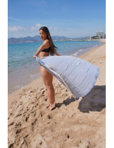 Fouta marinière honeycomb navy blue 2