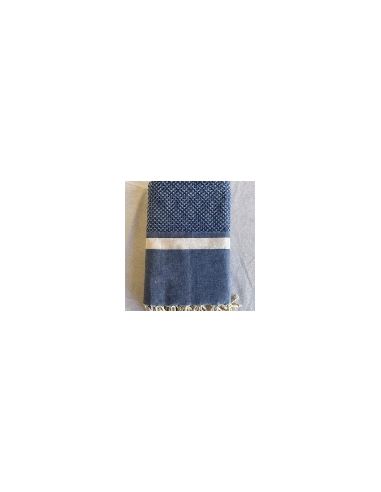 Double Fouta 2x2 M Bouquet Bleu Marine