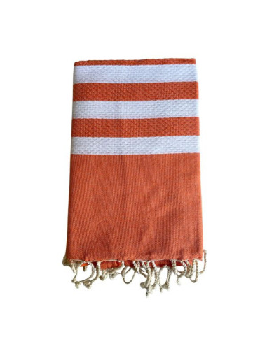 Fouta nid d'abeille 5/5 orange