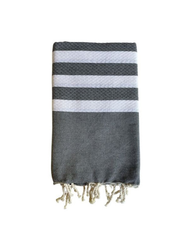 Fouta nid d'abeille 5/5 gris anthracite