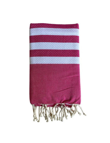 Fouta nid d'abeille 5/5 gris fuchsia