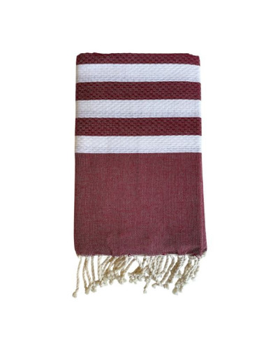 Fouta nid d'abeille 5/5 bordeaux