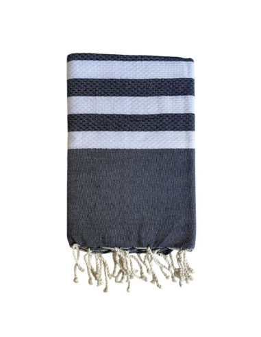 Fouta nid d'abeille 5/5 bleu nuit