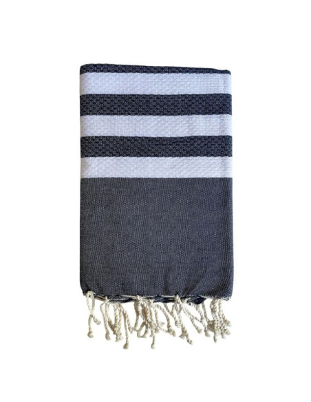 Fouta nid d'abeille 5/5 bleu nuit