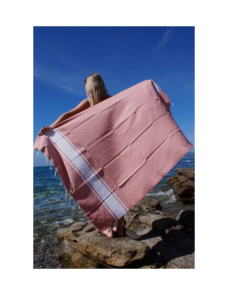 Fouta Tradi vieux rose