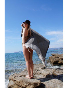 Nido d'ape a righe fouta nero 2