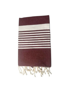 Fouta serviette de plage lie de vin Paul
