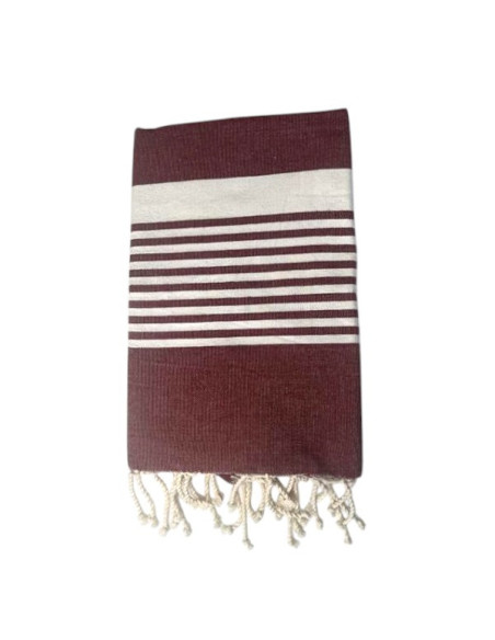 Fouta serviette de plage lie de vin Paul
