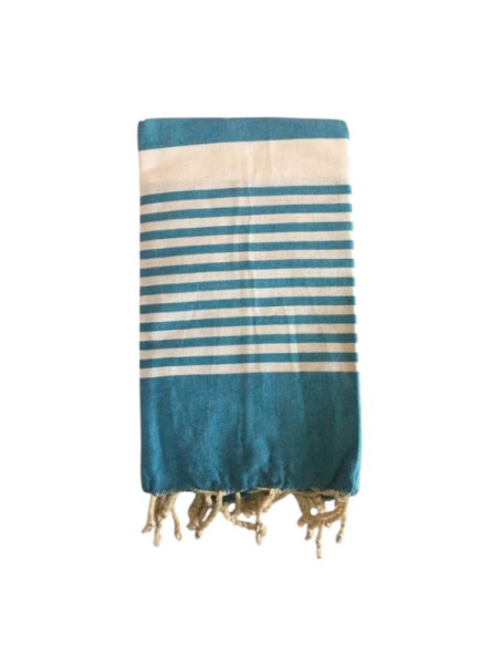 Fouta serviette de plage turquoise Paul