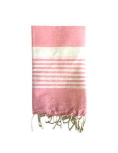 Fouta serviette de plage rose pâle Paul