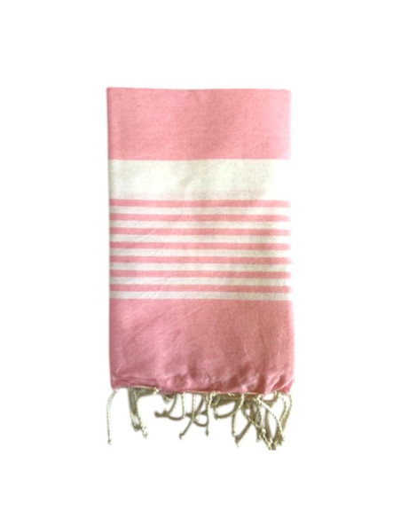 Fouta serviette de plage rose pâle Paul