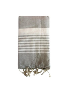 Fouta serviette de plage grise Paul