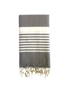 Fouta serviette de plage gris anthracite Paul