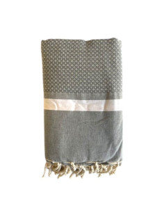 Fouta Bouquet Gris anthracite