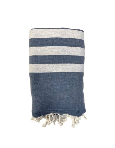 Fouta serviette éponge bleu nuit