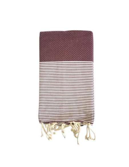 Striped honeycomb fouta in wine red