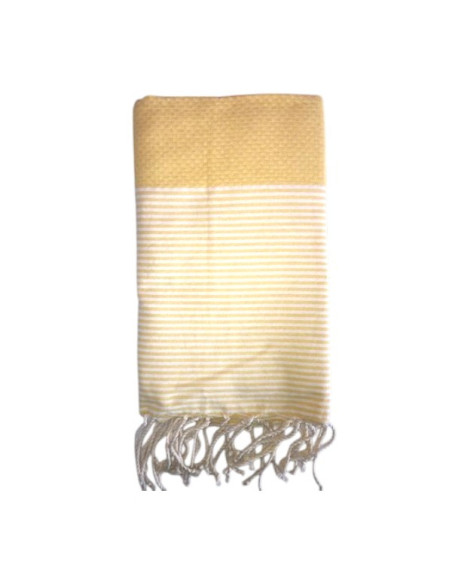 Fouta nid d'abeille rayée Sable