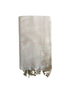 Fouta Nid d'Abeille Unie Blanc