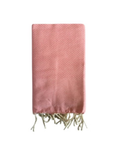Fouta Nid d'Abeille Unie Rose Poudrée