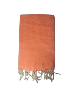 Fouta Nid d'Abeille Unie Orange