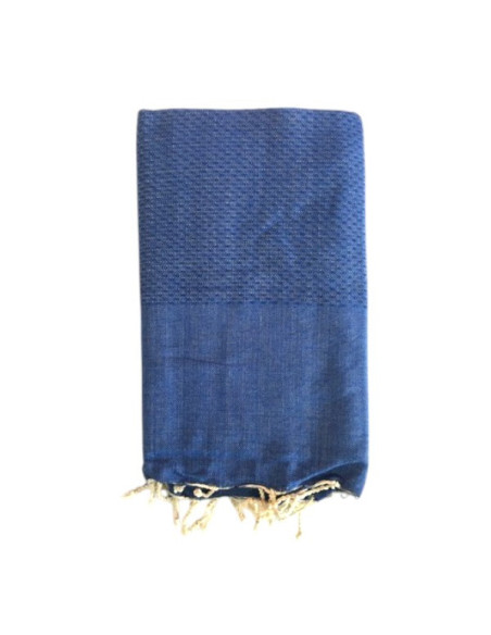 Fouta nid d'abeille unie bleu marine