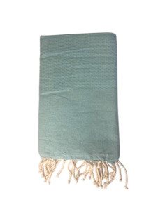 Fouta Nid d'Abeille Unie Bleu Ciel