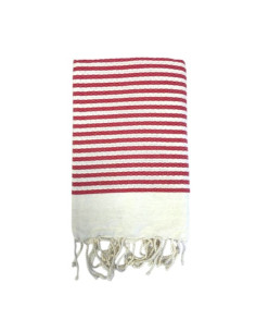 Fouta marinière honeycomb red