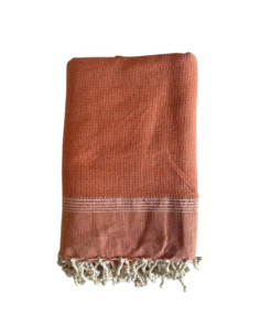 Double Natté orange fouta towel