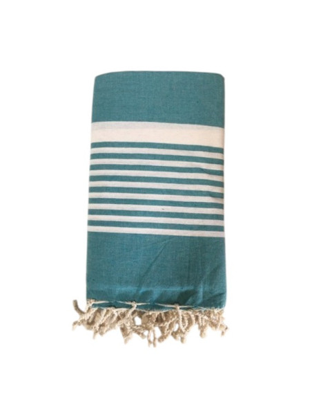 Double serviette fouta Paul bleu canard