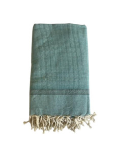Double Natté teal fouta towel