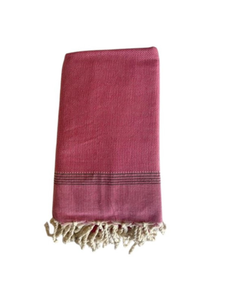 Double serviette fouta Natté fuchsia