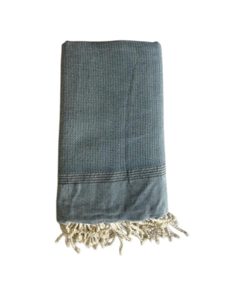 Double Fouta 2x2 M Natté bleu canard