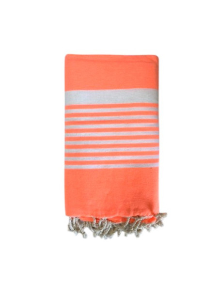 Double serviette fouta Paul orange fluo