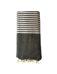 Paul black fouta bed throw 2x3 m