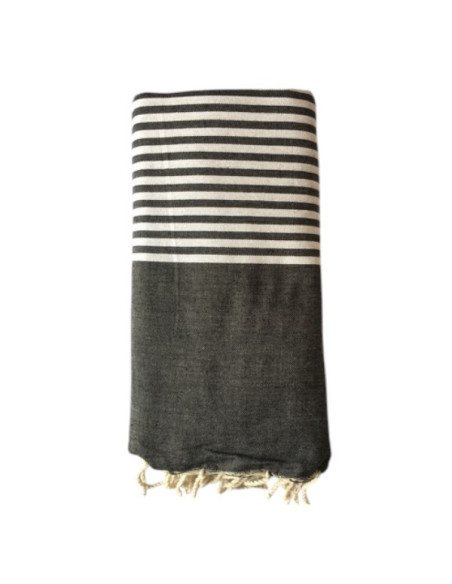 Paul black fouta bed throw 2x3 m