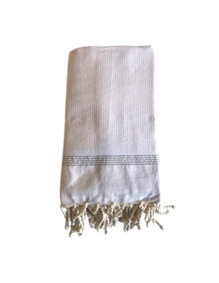 Natté white fouta bed throw 2x3 m