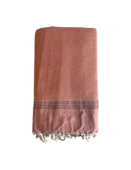 Fouta jeté de lit Natté vieux rose 2x3m