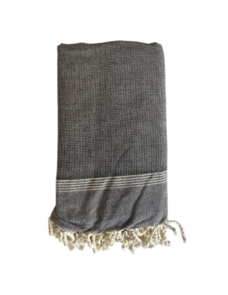 Natté black fouta bed throw