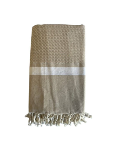 Fouta jeté de lit Bouquet sable 2x3m