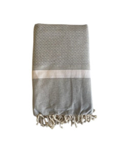 Fouta jeté de lit Bouquet gris 2x3m