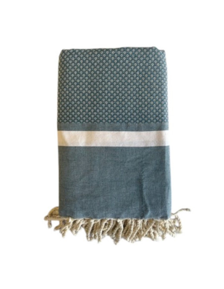 Fouta Bouquet verde petrolio copritutto per letto 2x3 m