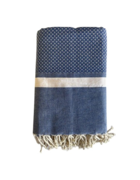 Bouquet navy blue fouta bed throw 2x3 m