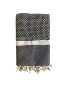 Bouquet black fouta bed throw 2x3 m