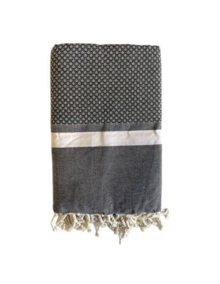 Fouta Bouquet nero copritutto per letto 2x3 m