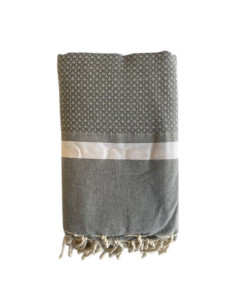 Bouquet charcoal grey fouta bed throw 2x3 m