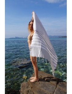 Fouta nid d'abeille 5/5 gris 2