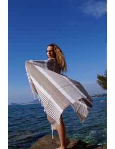 "Paul" taupe beach towel fouta 2