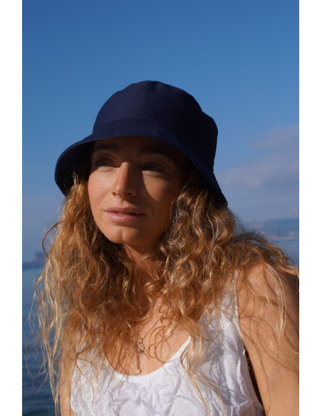 Navy blue cotton bucket hat