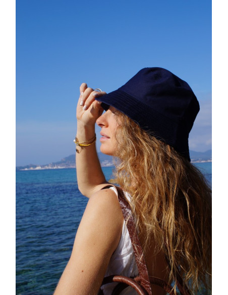 Navy blue cotton bucket hat